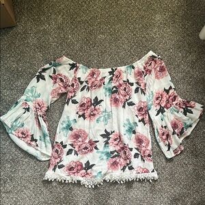 Charlotte Russe White Cream Bell Sleeve Blouse